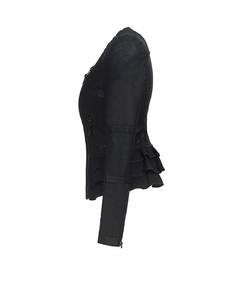 Chaqueta de motociclista con cierre de cremallera para mujer, de cuero de oveja Real, color negro, alta calidad, disponible en todos los colores, hecha en Pakistán - Product Image 3