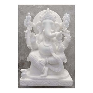 Ganesha, el señor superblanco sentado en el mármol de Singhasan, Murti - Product Image 1