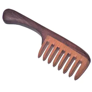 Double shade wooden hair comb