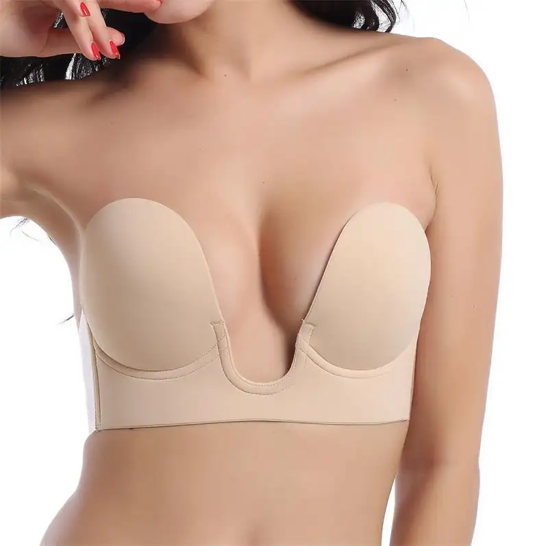 New Bio Glue Pull Rope Chest Stickers Thin Section Round Cup Invisible Bras Strapless Gathered Underwear Bra