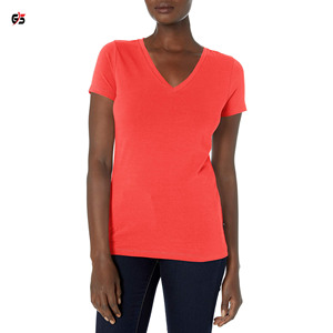 Última 2025 ropa de mujer cuello en V Camiseta de manga corta logotipo personalizado estampado Casual diario al aire libre moda desgaste 100% algodón - Product Image 4