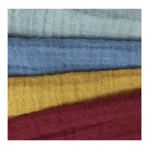 100% Algodão Dupla Gaze Musselina Pano Dupla Camada Tecido Enrugado Fabricante Atacado Material Melhor Compact Yarn Quality