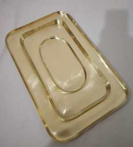 Vantage Luxury Brass Shining Polish Serving Tray Luxuries Venta caliente Martillado Niquelado Chapado en oro Sq. Bandejas rectangulares/redondas - Product Image 2