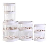 Boîtes à cupcakes cylindriques en plastique multicouches avec fenêtre ronde transparente, personnalisées pour les anniversaires/mariages de luxe
