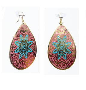 New York City artistique cuivre bijoux conceptions Turquoise or boucle d'oreille cerceau petit métal creux rond vert cuivre turquoise femmes - Product Image 5