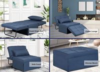 Meuble multifonction unique 4 en 1, canapé-lit Convertible, fauteuil Ottoman avec oreiller
