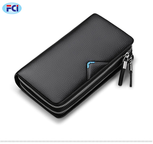 Bolso de mano con solapa de cuero genuino para hombre, cartera de mano con cremallera, de lujo, de piel de vaca - Product Image 6