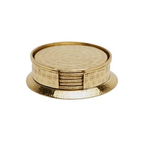Simple Design Brass Coaster <b>Set</b> Superior Quality Round Shape Tea Cup Glass Coasters For Wholesale Supplier - Product Image 1