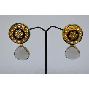 ต่างหูห่วงแบบติดหูประดับหินทองเหลืองเคลือบด้านสีทองมีนาการี ดีไซน์สวยงามทันสมัย เหมาะสำหรับงานปาร์ตี้ สำหรับเด็กผู้หญิงและสตรี - Product Image 3