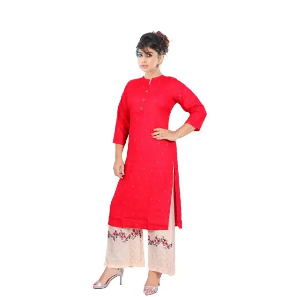 Conjunto de Plazo bordado étnico Kurti de algodón para mujer india, ropa informal para niñas y mujeres