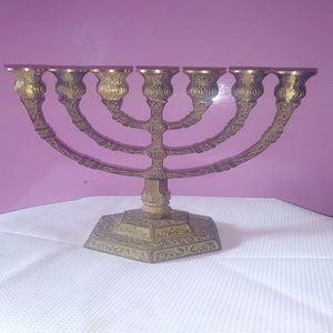 Traditional Polished Menorah <b>small</b> size brass menorah Religious <b>Candle</b> Holder - Product Image 3