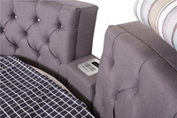 Meubles dorés Ensemble de meubles de chambre à coucher Design moderne de luxe Lit audio King Size Lit rond en cuir