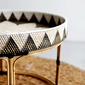 ชุด3ที่ไม่ซ้ำกันรอบหวายตารางถาดที่มีขาสำหรับตกแต่งขายส่งในเวียดนาม - Product Image 3