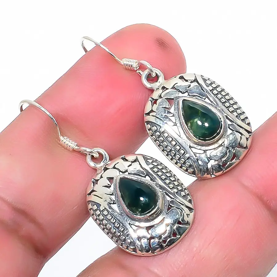 Roxi — boucles d'oreilles en pierre d'agate indienne, bijou en argent Sterling, pierre précieuse naturelle, pendante, fait à la main, en argent massif, accessoire pour femmes