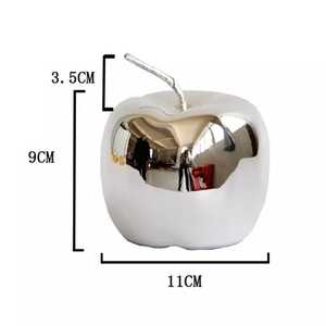 Nuevo diseño 2023 hermosa decoración del hogar de lujo europeo adornos de manzana de metal plateado dorado - Product Image 2