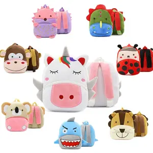 Mochila infantil de pelúcia com design de animais, bolsa para crianças, meninos e meninas