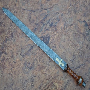 Espada corta hecha a mano con mango de madera, hermosa hoja de Damasco de 25 pulgadas (Smk1418) - Product Image 6