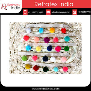 Multi Color Acrylic <b>Pom</b> <b>Pom</b> Fringe for Garment - Product Image 2