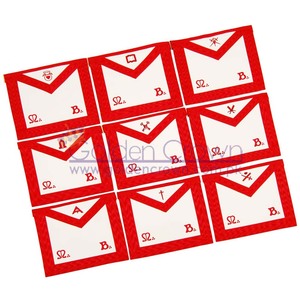 Tablier de rite écossais maçonnique (REAA) broderie rouge-Lot de 9 | Fournisseur de tablier maçonnique Regalia - Product Image 1