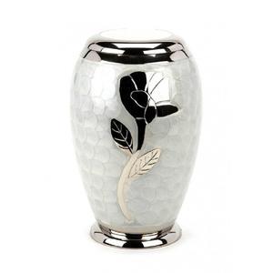 Urnas de cremación de Metal de estilo americano blanco antiguo Urnas de diseñador hermosas para exhibición conmemorativa para cenizas y flores - Product Image 1