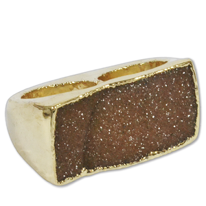 Venta al por mayor de doble cuerpo plateado Druzy tallado anillos de moda - Product Image 4