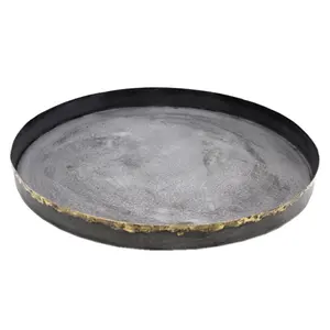Nuovo arrivo Serveware ferro grigio arrugginito piatti rotondi in metallo saldato piatto e vassoio per servire e tavolo decorativo