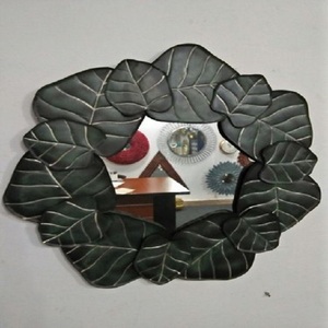 Best Selling Dark Green Iron <b>Leaf</b> Mirror Irregular <b>Wall</b> Mirror by Medieval Edge at an affordable wholesale price - Product Image 3