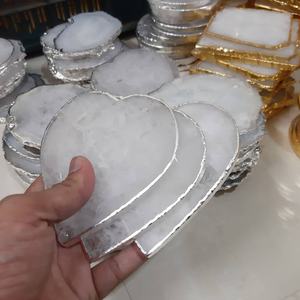 Natural Whole Crystal White <b>Agate</b> Heart <b>Coaster</b> Carved Reiki Healing Meditation Gemstone Semi-Precious Stone Crafts Feng Shui - Product Image 4