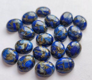 Cabochons ovales en cuivre, Lapis naturel, 3x5mm à 10x12mm, qualité AAA, dos plat, ample, qualité supérieure - Product Image 1