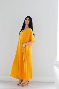 Kaftan Bohème Long de Qualité Supérieure pour l'Été, Col en V, Coupe Ample, Teinture Naturelle, 100% Coton - Product Image 2