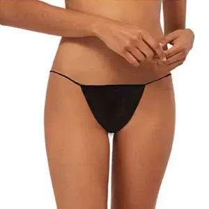 Disposable Panties for Women Spa T Thong Underwear Tanning Wraps, Individually Wrapped Black