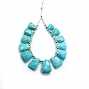 Cuentas de forma de trillón facetadas de turquesa Natural de Arizona, cuentas de piedra azul de 8mm para la fabricación de joyas, La Bella Durmiente, MM, 13x9 - Product Image 4