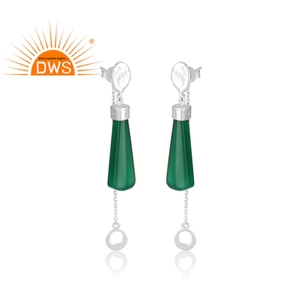 Pendientes colgantes de Plata de Ley 925 y GEMA de ónix Natural, joyería de diseño - Product Image 2