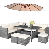Ensemble de canapé d'extérieur modulable 6 pièces en rotin PE, design moderne pour salle à manger, hôtel, maison, bureau et salon