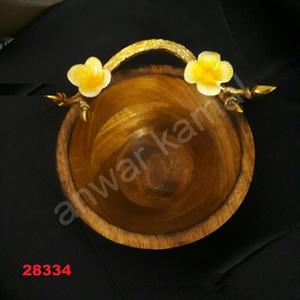 ชามไม้ทรงกลมคุณภาพพรีเมียมสำหรับใช้ในเชิงพาณิชย์ พร้อมหูจับลายดอกไม้ ใช้กับเครื่องล้างจานและไมโครเวฟได้ - Product Image 1