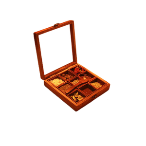 Caja de especias de almacenamiento de utensilios de cocina de madera con forma de triángulo con tres cajas Caja de especias Masala de Calidad exclusiva - Product Image 6