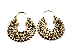 Indio pendiente joyas Boho pendiente de aro Mandala flor pendiente de latón - Product Image 2