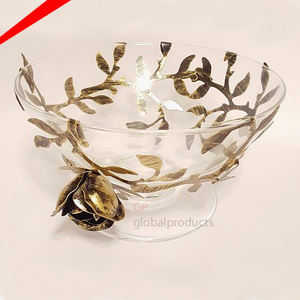 Cuenco de vidrio y metal de alta calidad hecho a mano, cuenco de diseñador dorado con cuenco de pájaros de diseño 2025 - Product Image 6