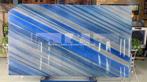 Azul Macaubas แผ่นพื้นหินอ่อนสีฟ้า,แผ่นหินอ่อนอิมพีเรียลแผ่นผนังหินหุ้มฉนวนเพื่อลดขนาดสีย้อมเทคโนโลยีใหม่ - Product Image 4