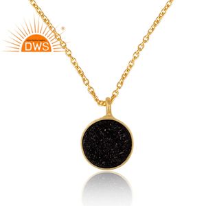 Klalien — collier de pierres précieuses noir druse, bijou de créateur, élégant, en or jaune, plaqué argent, 14k, vente en gros, 925 - Product Image 2