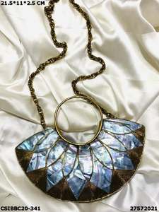 Handmade Designer Brass MOP <b>Clutches</b> for Ladies Exclusive Evening <b>Wedding</b> Mother of Pearl <b>Clutch</b> <b>Bag</b> - Product Image 2