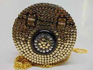 Hot Sale Purse Shiny round Shape Handbags PursesWomen Gold stud black resin stone Clutch Sling Wedding Evening Gift Bag - Product Image 3