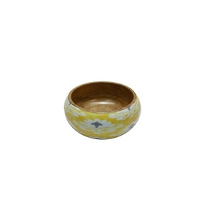 Home Kitchen Ware Usage Rounded Shape Decorative Dry <b>Fruit</b> Container <b>Bowl</b> Outer Enamel Printed Design Small <b>Wooden</b> <b>Bowl</b> - Product Image 1