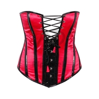 Corset Bustier Sexy en Satin de Haute Qualité pour Femme, avec Baleines en Acier, Volants en Dentelle sur le Devant, Body Respirant et Écologique, Tailles Moyennes et Grandes