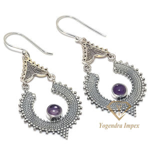 2023 dernière mode à la mode améthyste pierre précieuse en forme de 925 boucles d'oreilles en argent sterling massif conçues pour les occasions de fête de mariage - Product Image 1