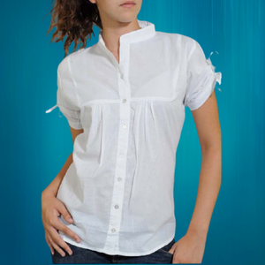 Self Design Pure Cotton Top shirt dressWomen White Shirt-Style Top - Product Image 3