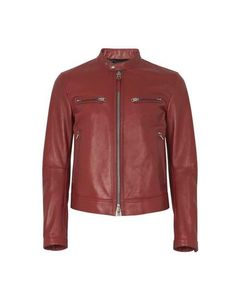 Chaqueta de cuero rojo personalizada para hombre, chaqueta de piel de oveja Real, hecha a medida, en Pakistán - Product Image 1