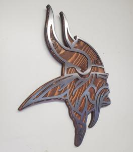 Decorazione della parete del derma Vikings <span class=keywords><strong>2022</strong></span> nuovo segno di metallo in legno rustico sport Home Bar Wall Art Viking Head Football Wall Decor - Product Image 4