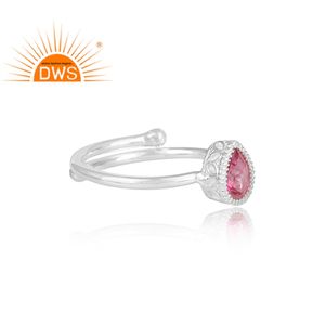 แหวนพลอยโทแพซสีชมพูแบบซ้อนได้ ขายส่งเครื่องประดับเงินแท้ 925 สำหรับผู้หญิง ยอดขายดีที่สุด - Product Image 3