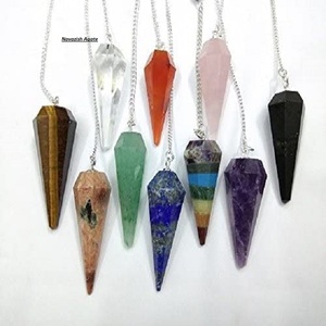 Pendule Chakra en pierres précieuses colorées, vente en gros, accessoires pour la guérison et la radiesthésie, vente en gros - Product Image 6